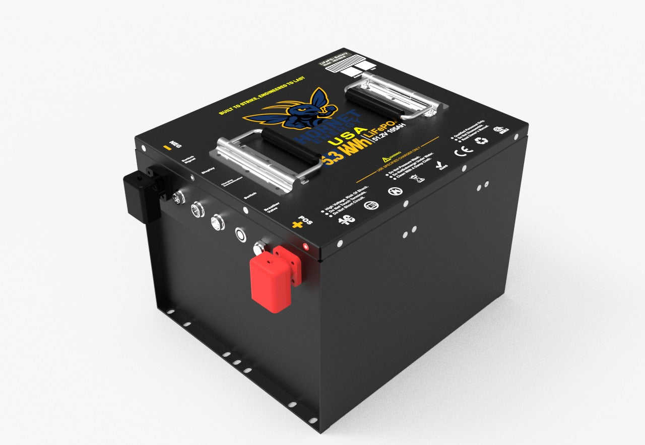 Hornet Energy CUBED 51.2V 105Ah LiFePO4 Lithium Battery (Heated Series) – IP66, 300A BMS