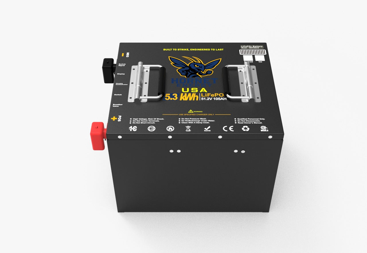 Hornet Energy CUBED 51.2V 105Ah LiFePO4 Lithium Battery (Heated Series) – IP66, 300A BMS