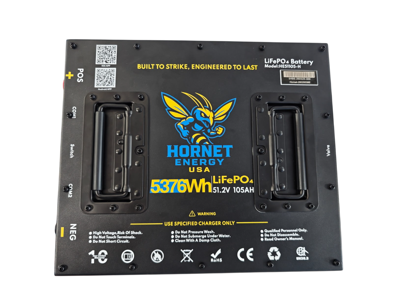 Hornet Energy Cubed 51.2V 105Ah LiFePO4 Lithium Battery ICON Bundle Kit – Heated, Fire Suppression, IP66, 300A Smart BMS