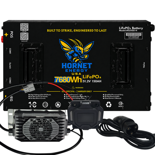 Hornet Energy 51.2V 150Ah LiFePO4 Lithium Battery Bundle Kit – Heated, Fire Suppression, Smart BMS, Bluetooth